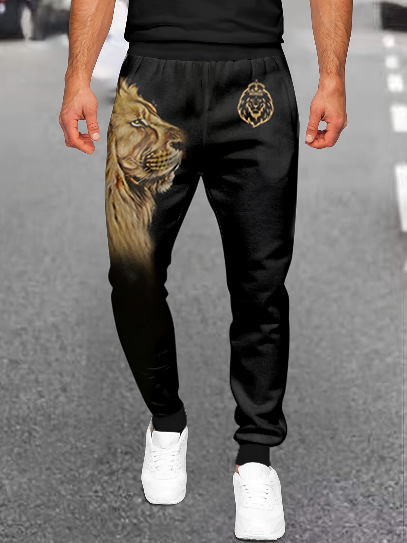Men's Lion Graphic Sweatpants Casual Joggers