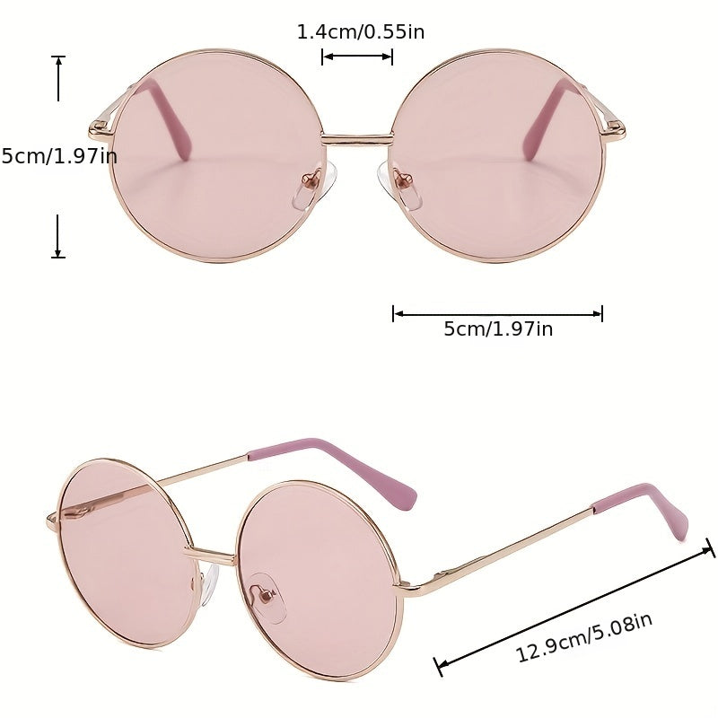 Round Metal Frame Sunglasses Vintage Tinted Lens Glasses UV400