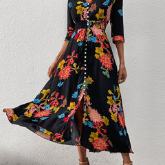 Floral Print Dress V Neck Short Sleeve Dress Casual Every Dress Women's Clothing