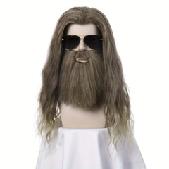 Men's Long Curly Hair Dark Cyan Costume Wig