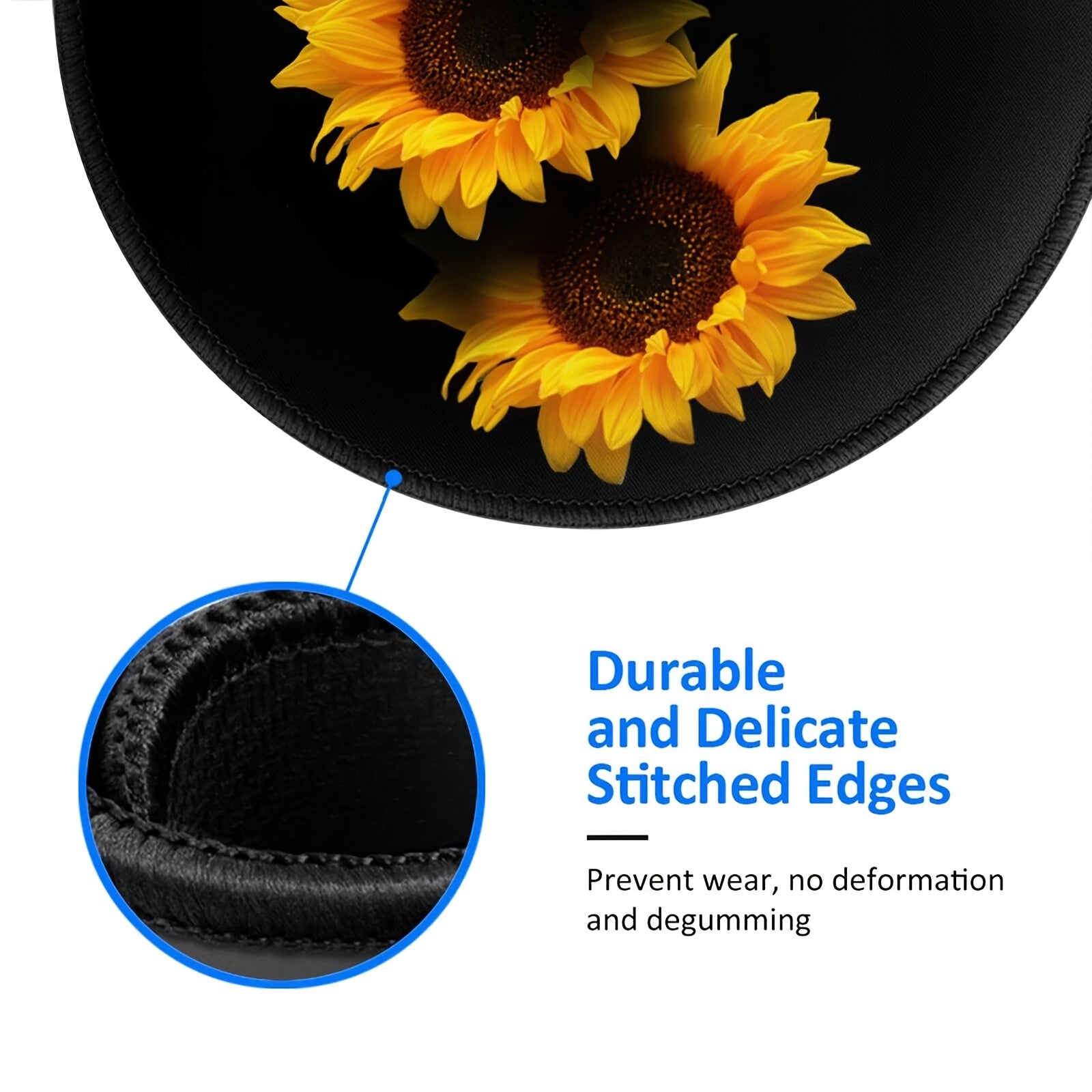 Sunflower Soft Mini Mouse Round Mouse Mat Non Slip Base Waterproof Mouse Pad