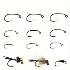 50pcs 60° Barbless Jig Hook High Carbon Steel Hooks For Perdigon Nymph Fly Tyin