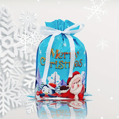 4pcs Cartoon Christmas Gift Bag Santa Claus Snowman Christmas Tree Elk Multicolo