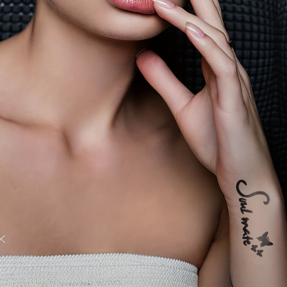 3 A4 Tattoo Stencils + Dye Paste - Animal Word Butterfly Pattern Semi-permanent