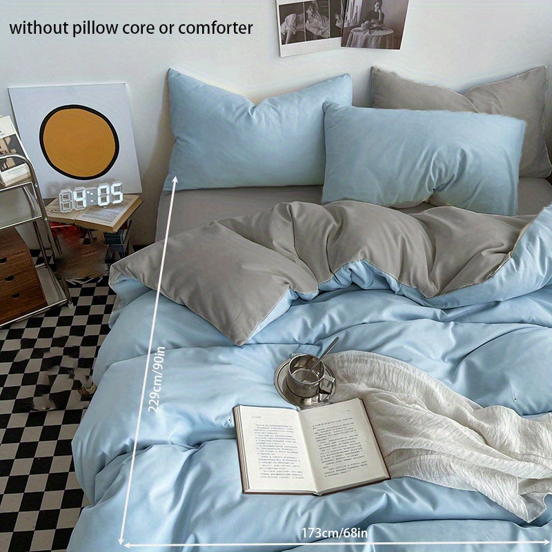 3pcs Solid Double Duvet Cover Set Soft Comfortable Bedding Set