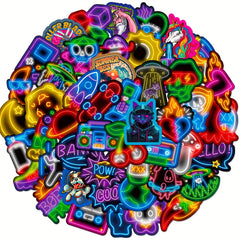 50 Neon Stickers Waterproof Vinyl Decals for Laptop Water Bottles