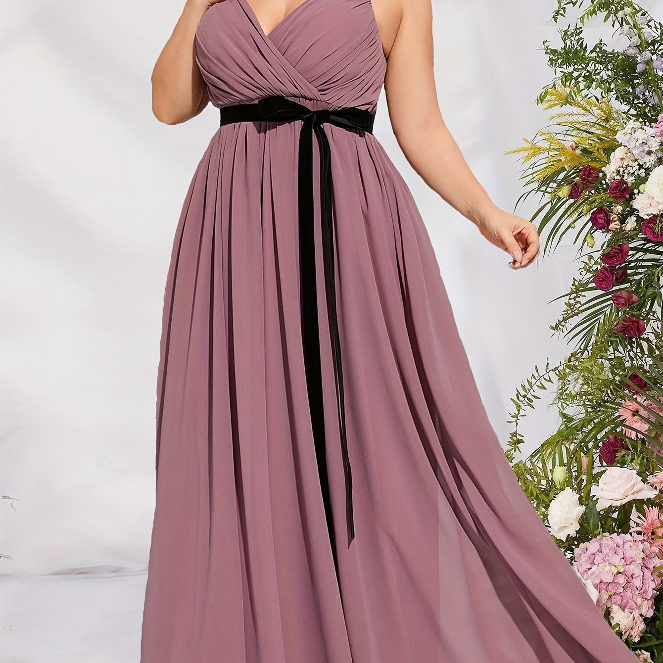 Bow Knot Mesh Maxi Evening Formal Dress