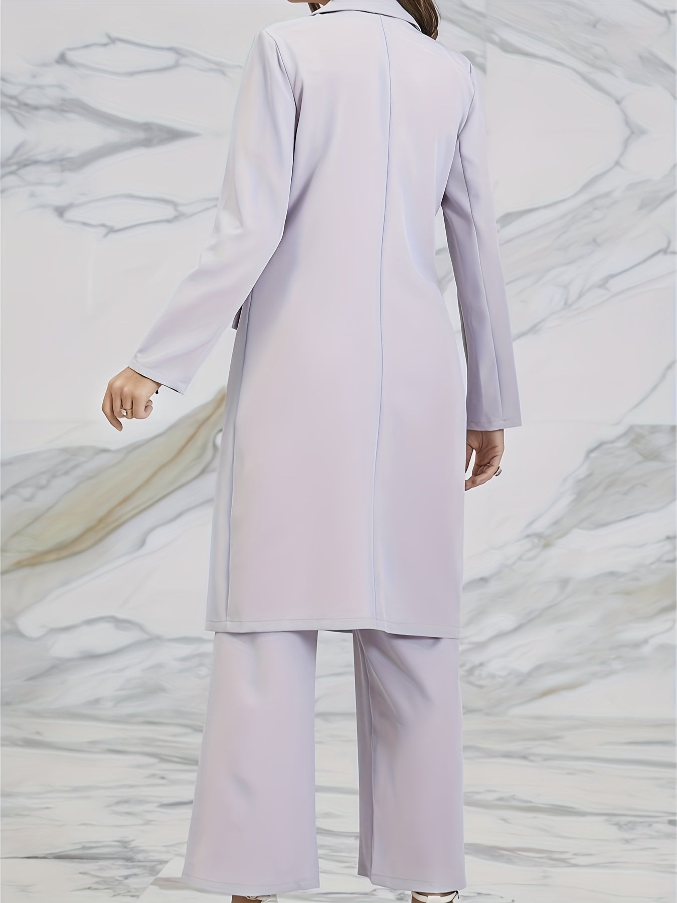 Long Length Blazer Sleeveless Vest Wide Leg Pants Outfit