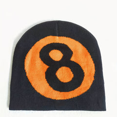 Block Number Jacquard Beanie Hip Hop Skull Cap Warm Knit Hat