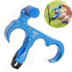360 Rotation Thumb Bow Release Aluminum Alloy 3 Finger Trigger Grip