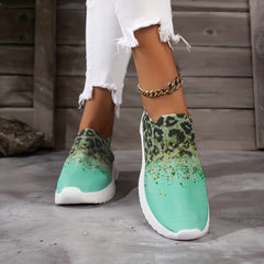 Women's Leopard Print Slip On Sneakers Lightweight Soft Shoes