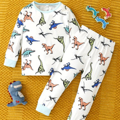 Boys Dinos Pajamas Set Long Sleeves Tops & Bottoms Comfort Cozy