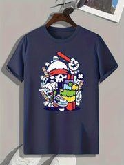 Cartoon Skull Print Men's Graphic T shirt Casual Comfy Tee