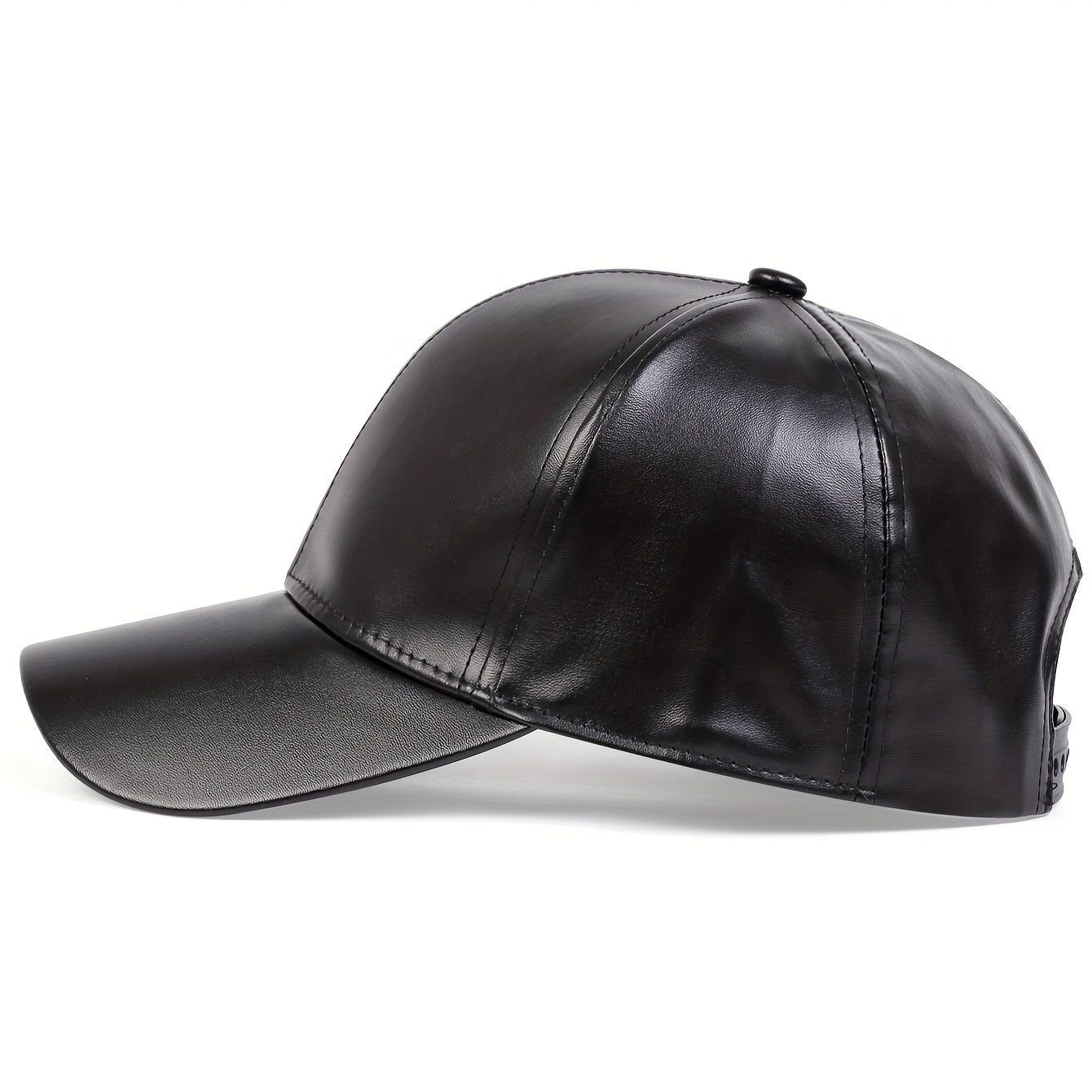 Men's PU Leather Baseball Cap Adjustable Sun Hat Hip Hop Trucker Hat