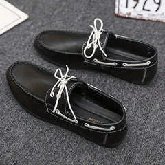 Men's Casual Solid Lace up Loafer Shoes Outdoor Anti skid Soft Sole Boat Shoes