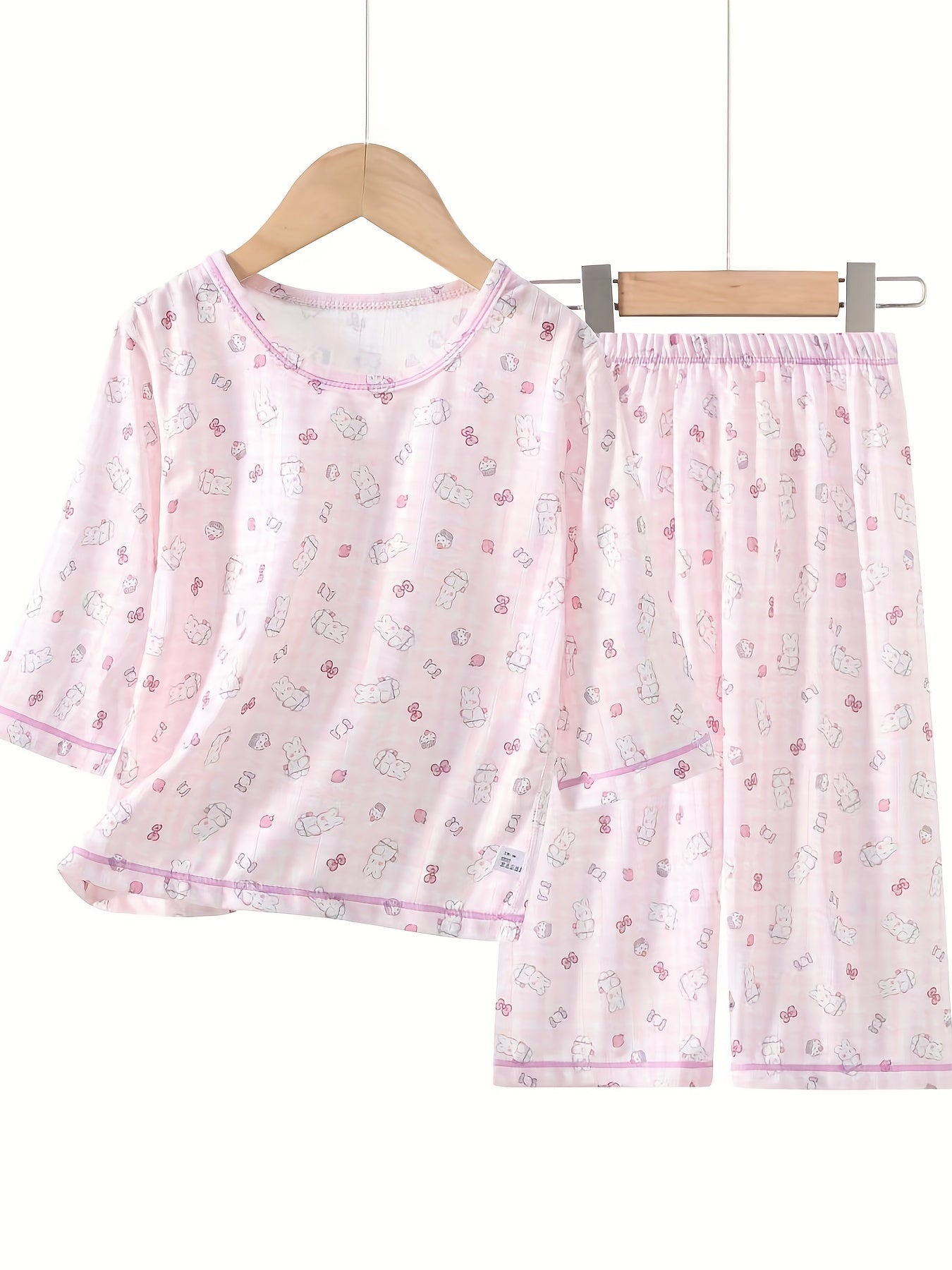 Kids 2pcs Pajamas Cartoon Animals Print PJ Set