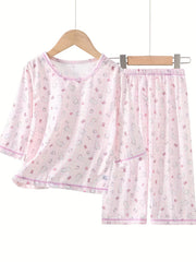 Kids 2pcs Pajamas Cartoon Animals Print PJ Set