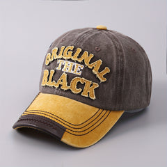 Men's Denim Baseball Cap Leather Brim Embroidered Letter Duck Tongue