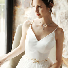 Vintage Golden Leaves Vine Bridal Sash