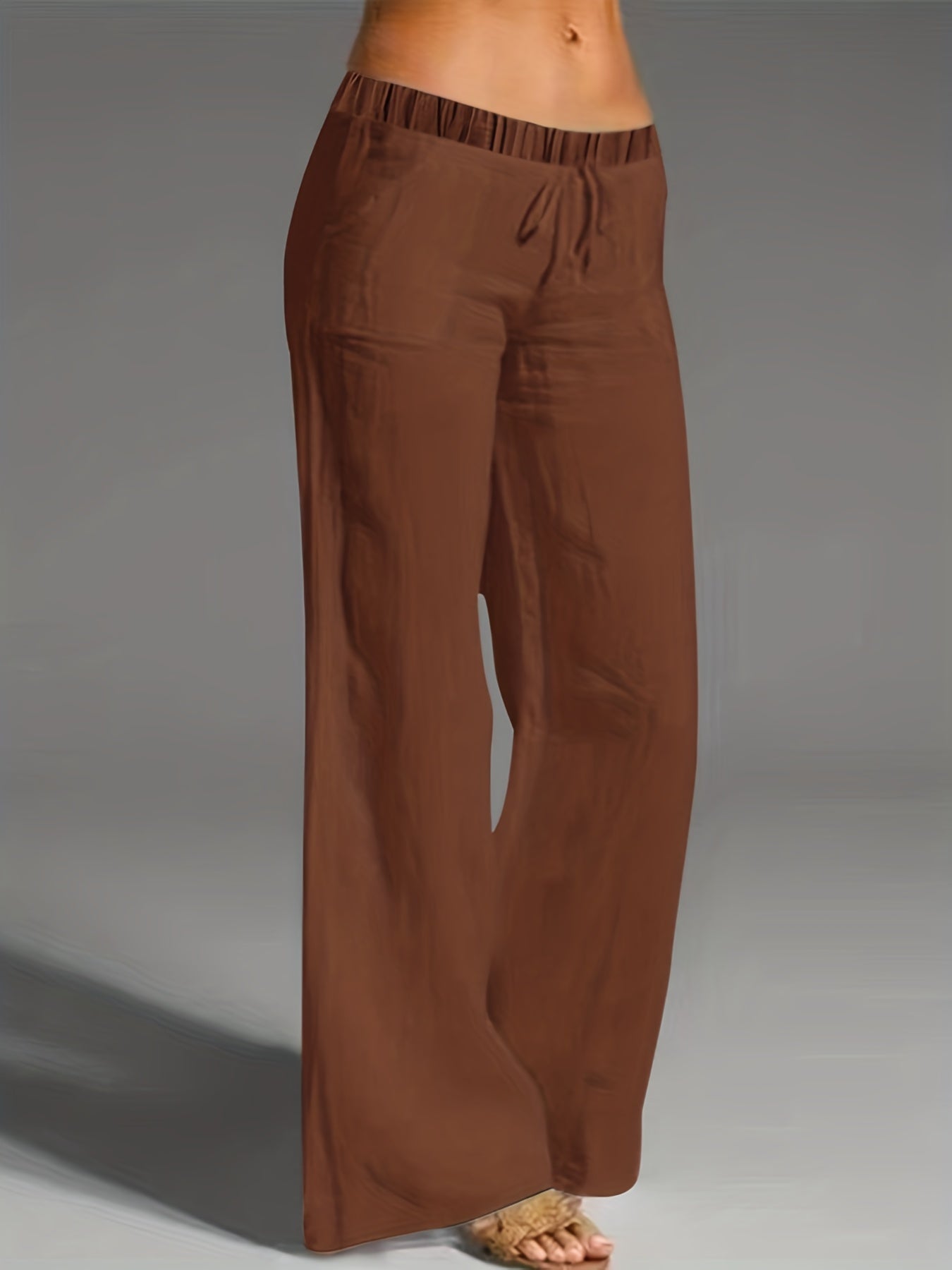 Casual Drawstring Wide Leg Long Length Pants Women's Clothing