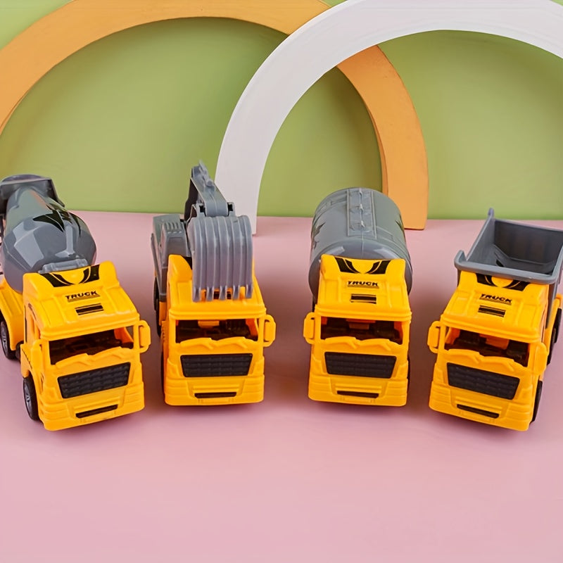 Kids Pull Back Engineering Excavator Mixing Car Model