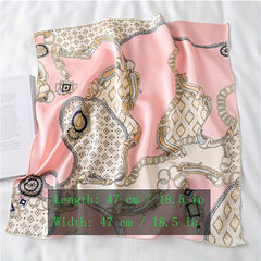 Vintage Chain Print Bandana Small Satin Square Scarf Neckerchief Head Wrap