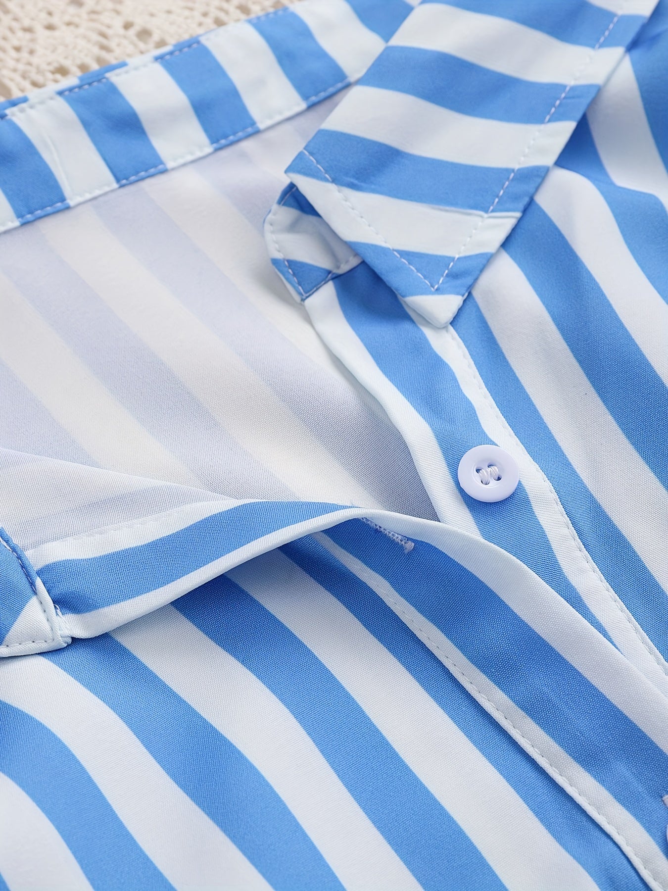 Stripe Print Button Up Smock Shirt Dress