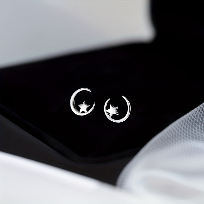 Hollow Moon Star Stud Earrings for Girls