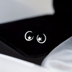 Hollow Moon Star Stud Earrings for Girls