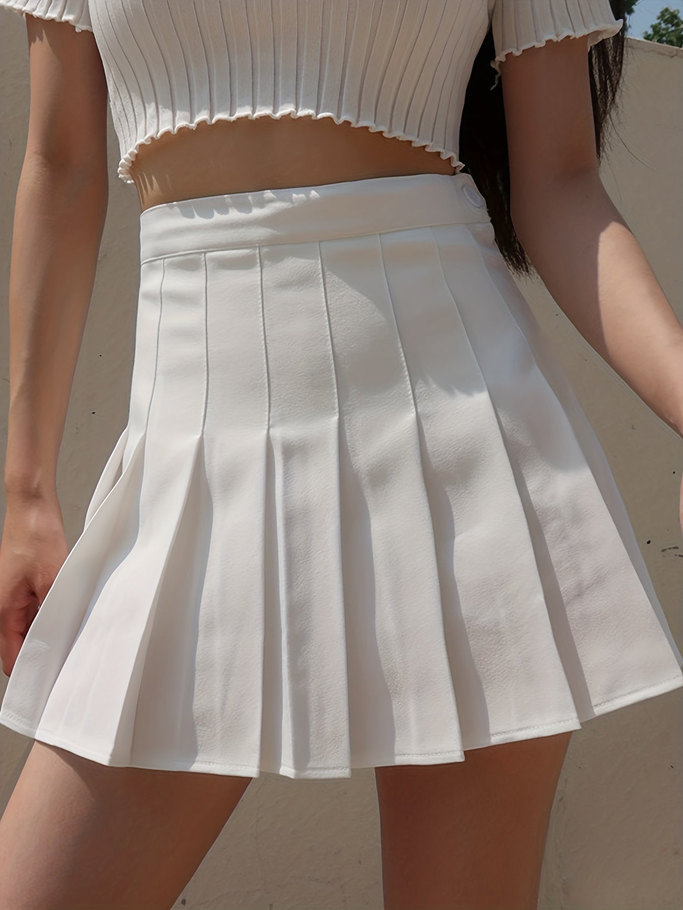 Pleated Skirt Casual High Waist Skirt For Spring & Summer
