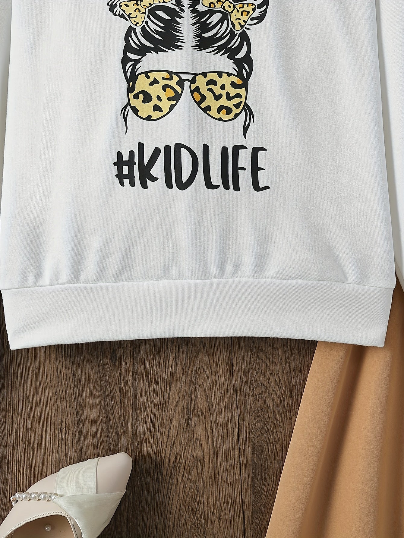 Girl's Cartoon Sunglasses Print 3pcs Sweatshirt & Skirt Set