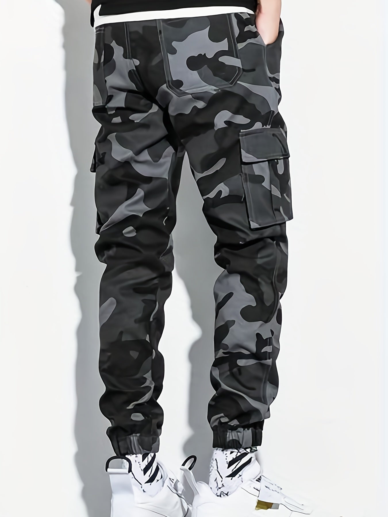 Camouflage Pockets Men's Cotton Cargo Pants Comfy Jogger Pants Work Pants