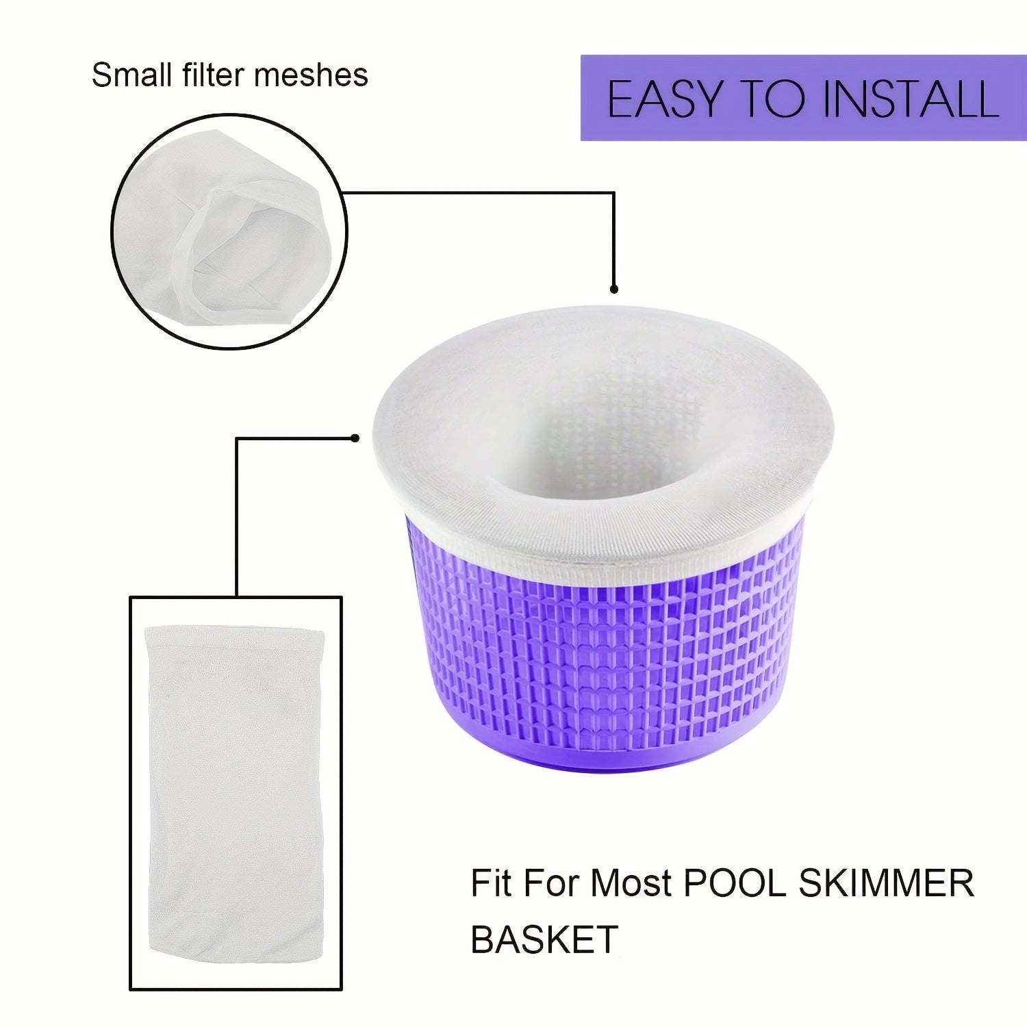 Pool Skimmer Socks Filters Baskets - Cleans Debris And Leaves