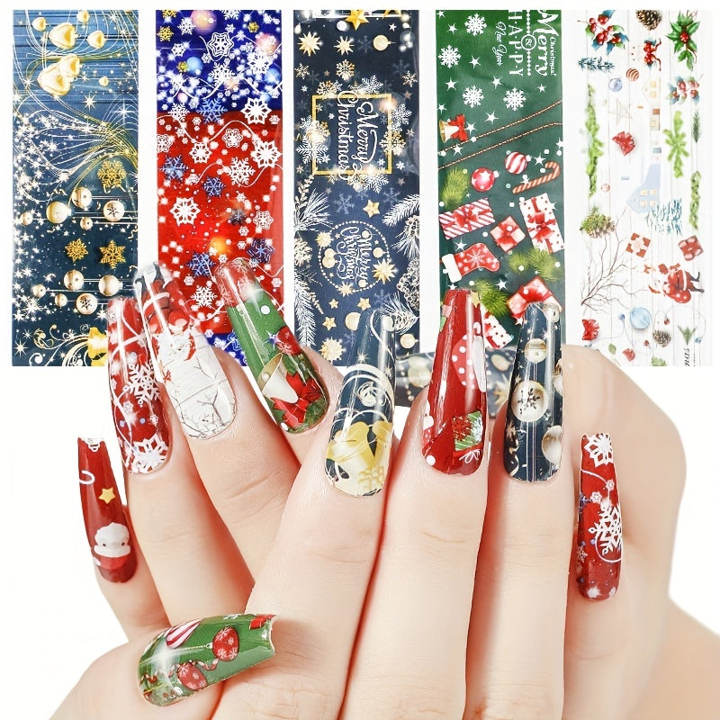 Halloween Christmas Nail Foil Sticker Pumpkin Ghost Bat Santa Snowflake Decals