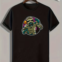 Halloween Zombie Pattern Print Men's Comfy Sports T Shirt Graphic Tee