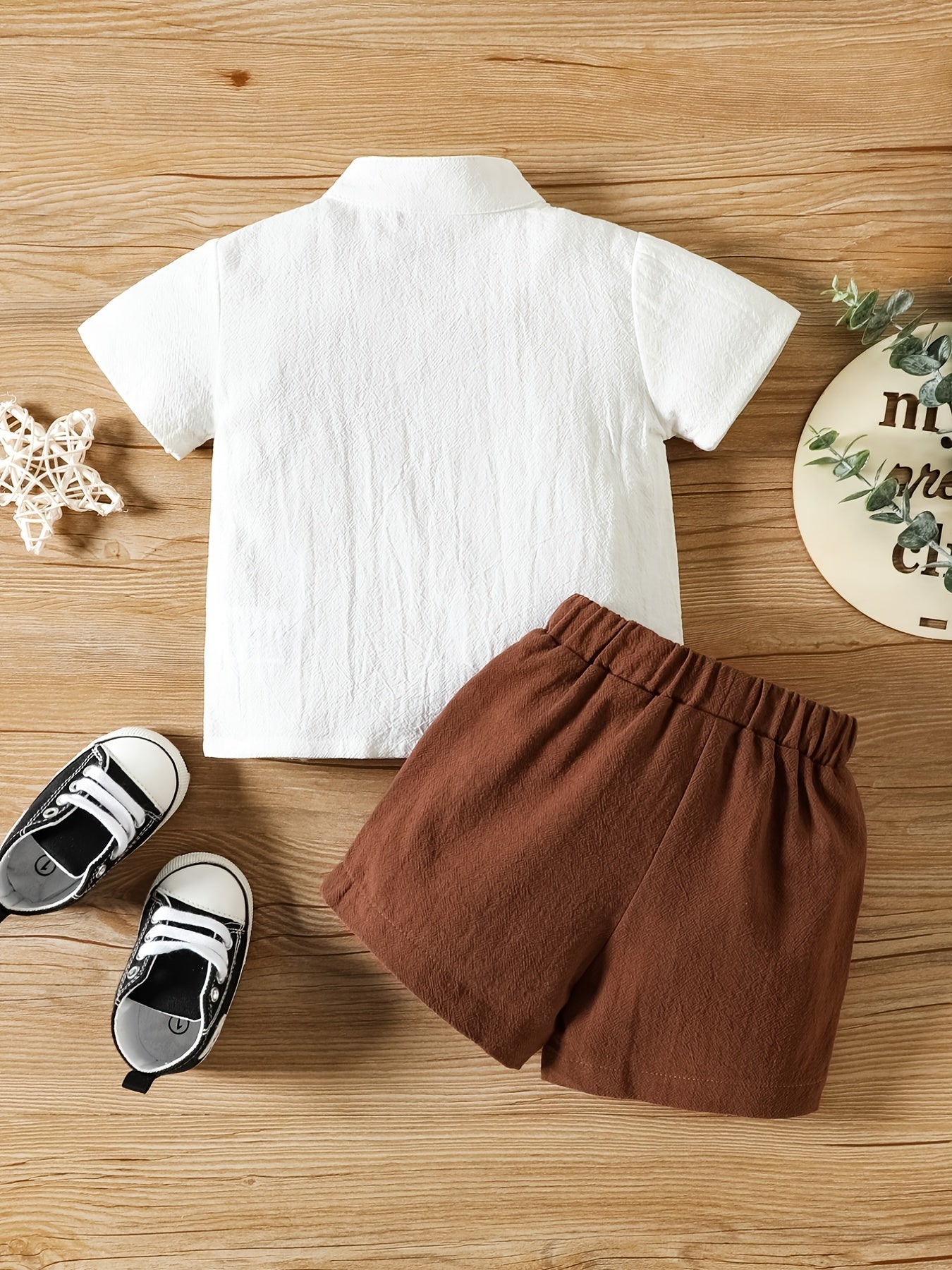 2pcs Baby Boys Short Sleeve Shirt & Shorts Set