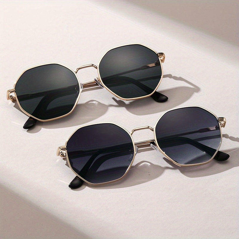 2 Pairs Men's Metal Round Frame Sunglasses Casual Eyewear
