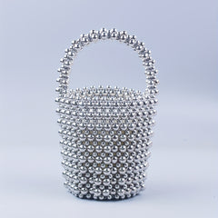 Mini Beaded Bucket Bag Handbag for Wedding Party Prom