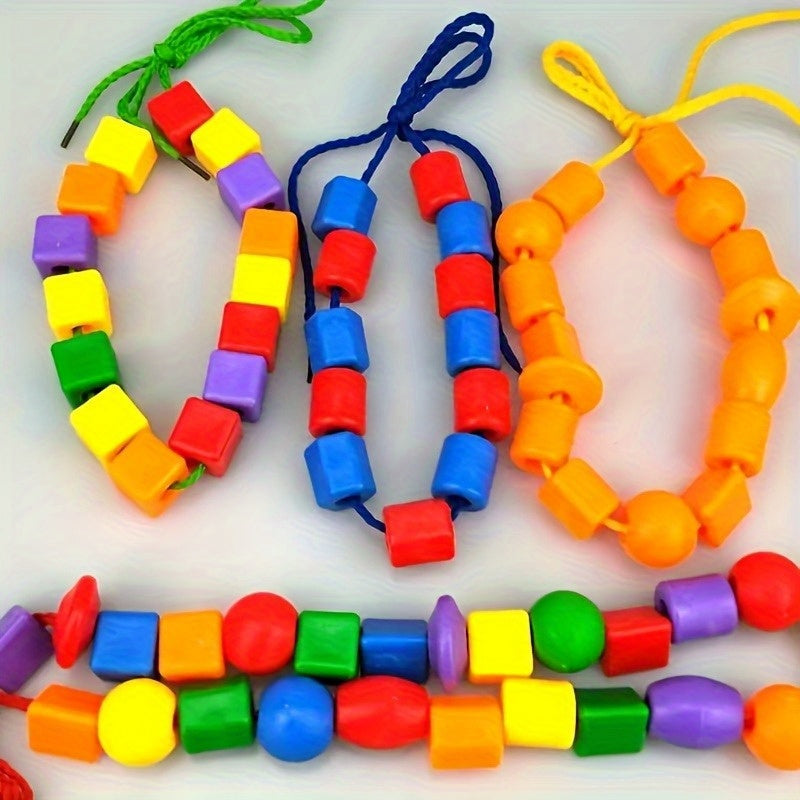 60pcs Colorful Bead Stringing Line Building Blocks Set Boys Girls Party Games