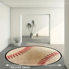 Baseball Rug Circle Retro Rug Round Area Throw Rugs For Boys Men