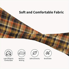 Men's Vintage Plaid Headband Earthy Tones Brown Orange Soft Fabric