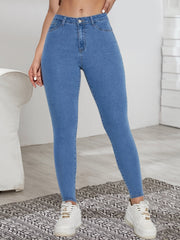 High Waist Pencil Jeans Fitting Ankle Length Denim Pants