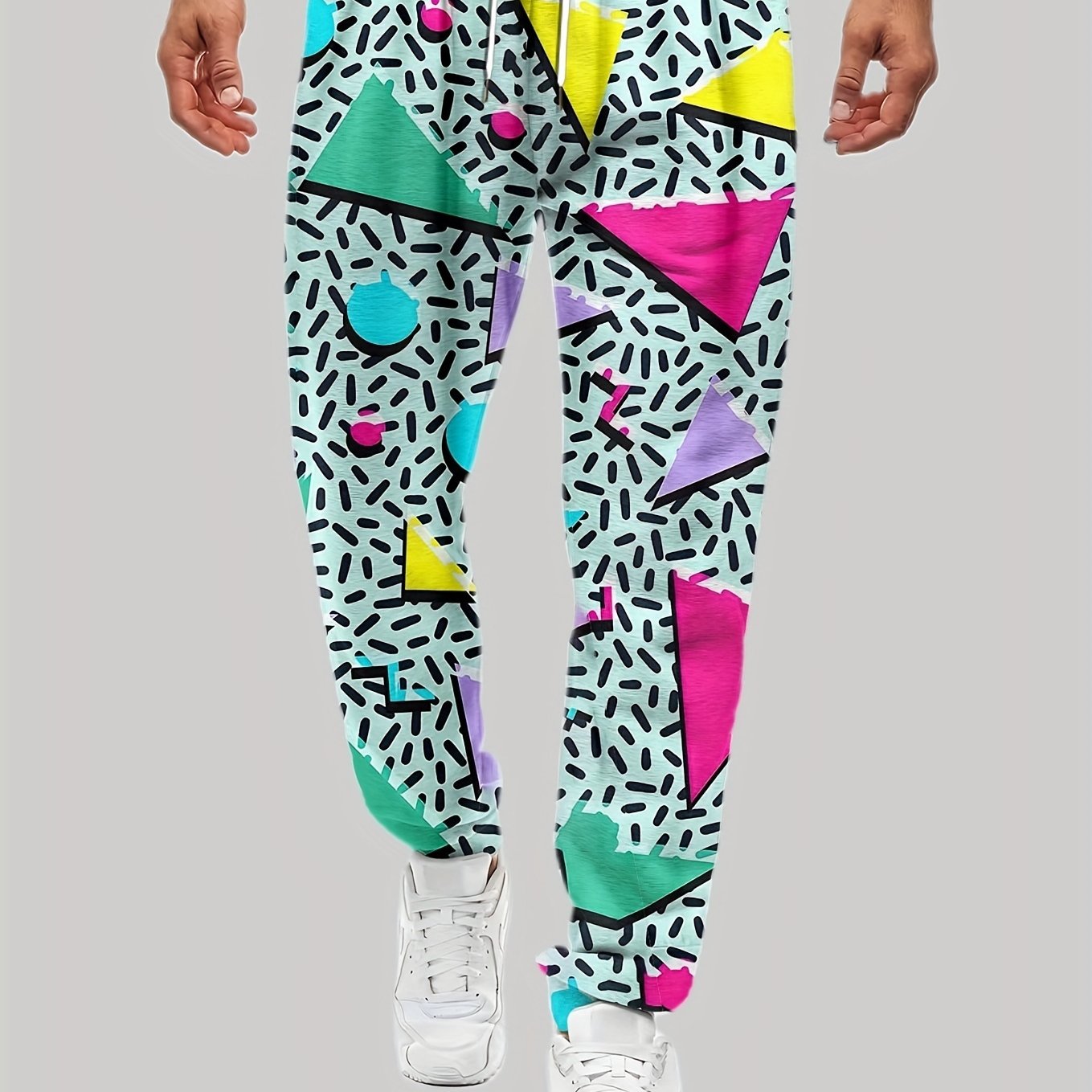 Geometric Pattern Men's Drawstring Sweatpants Jogger Pants