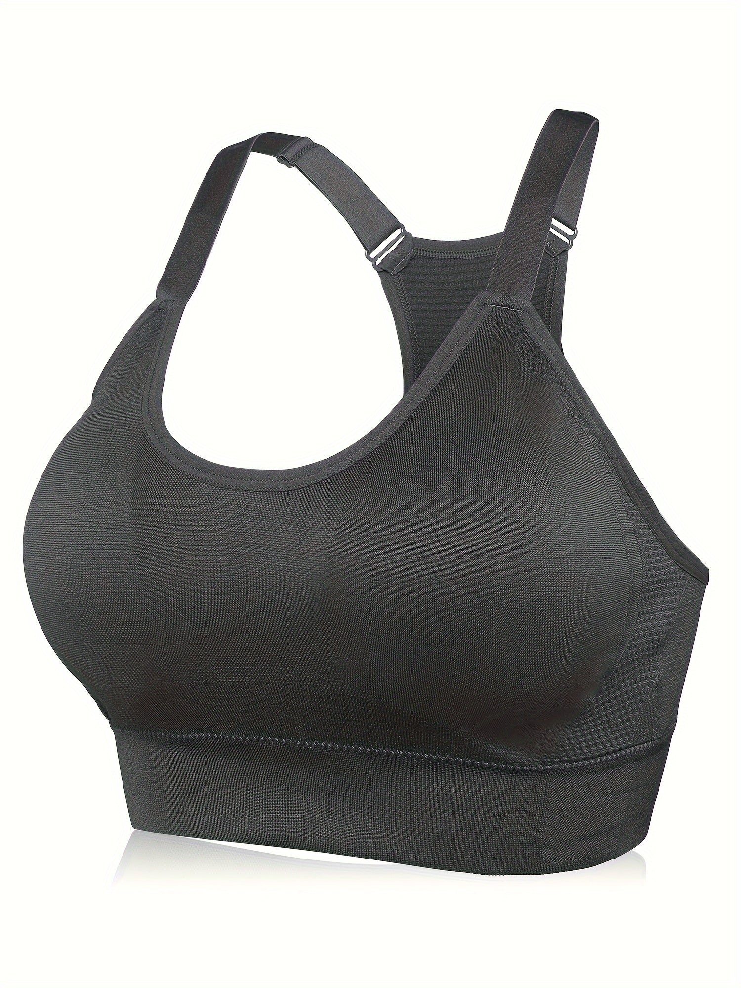 2 Pack Plus Size Sports Bra Set Solid Wireless Racer Back Yoga Gym Bralette 2pcs