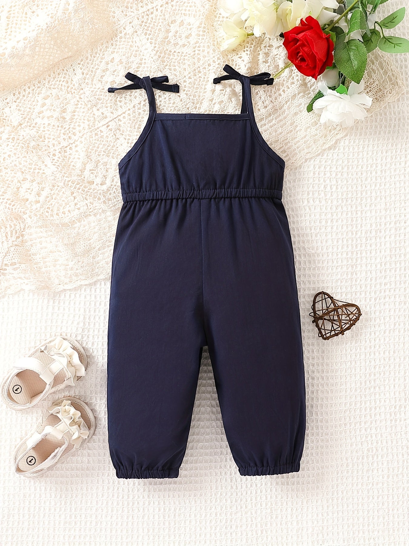 Rose Embroidery Toddler Girls' Jumpsuit Sleeveless Long Outfit