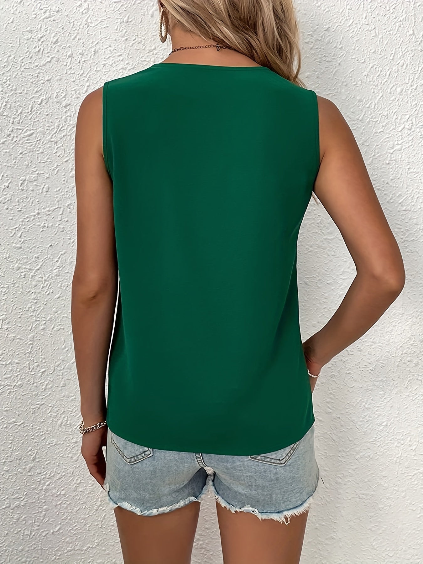 Eyelet Lace V Neck Tank Top for Summer Women