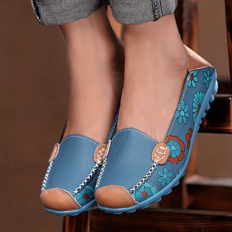 Women's Floral Print Loafers Lightweight Slip-On Shoes
