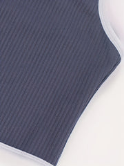 Ribbed Cami Top Cross Back Sleeveless Top