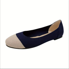 Colorblock Knitted Flat Shoes Almond Toe Soft Sole Comfortable Flats