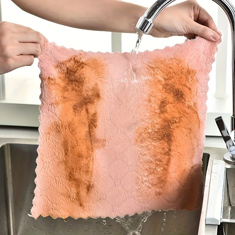 10pcs Double Sided Absorbent Dishwashing Towel